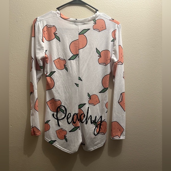 White Peachy Printed PJ Romper - Picture 3 of 3